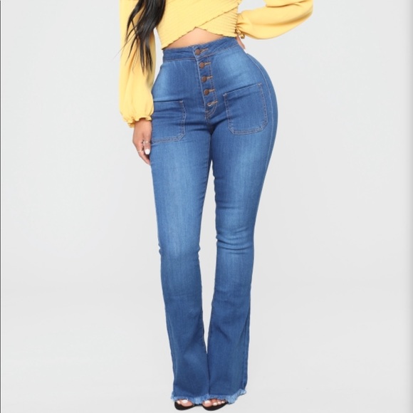 Fashion Nova Denim - New With Tag High Rise Fray Hem Blue Jeans- Size 7